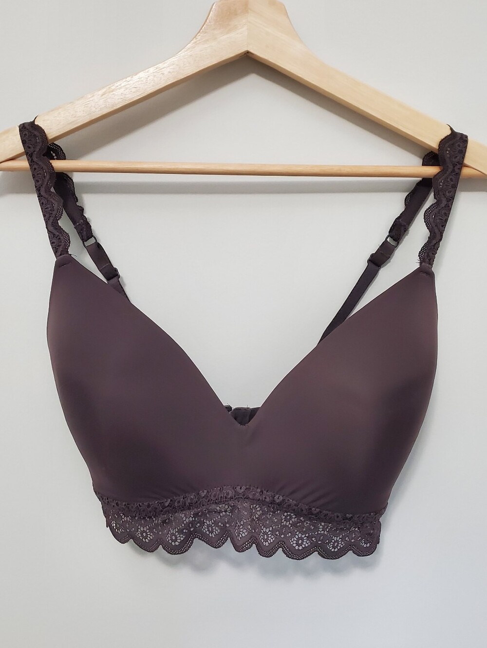 aerie REAL HAPPY WIRELESS Bra 32DDD Lightly Lined Soft Cups Chocolate Brown NWOT
